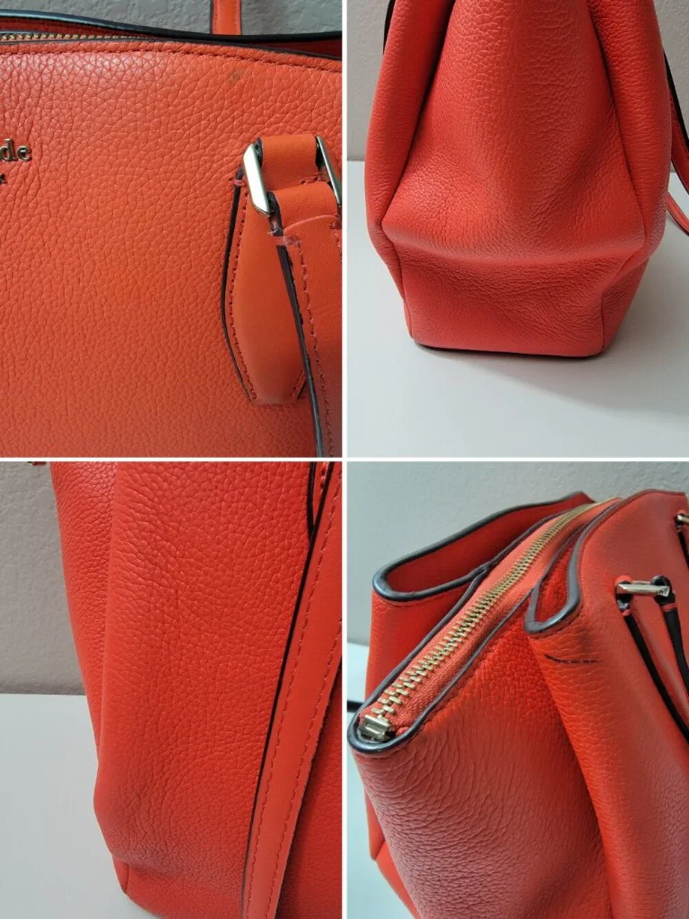 Kate Spade Monet Large Triple Compartment Tote Coral Orange Leather Bag WKRU6948